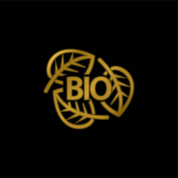 Bio Mass Eco Energy chapado en oro icono metálico o vector de logotipo - Vector, Imagen