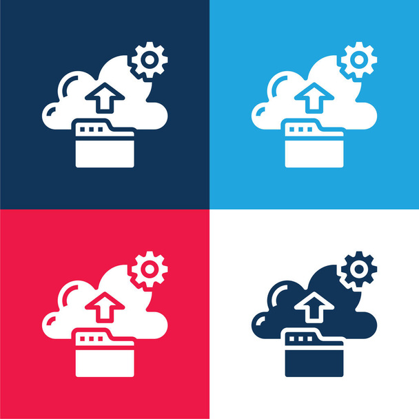 Backup blu e rosso set di icone minime a quattro colori - Vettoriali, immagini