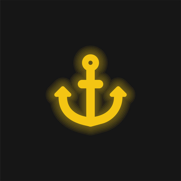 Anchor yellow glowing neon icon - Vector, Image