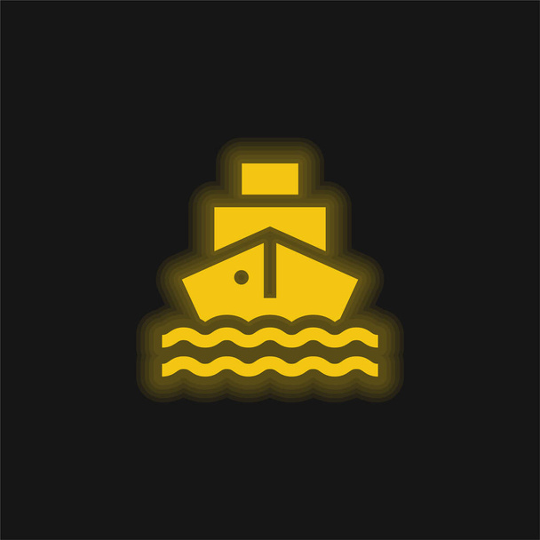 Vene keltainen hehkuva neon kuvake - Vektori, kuva