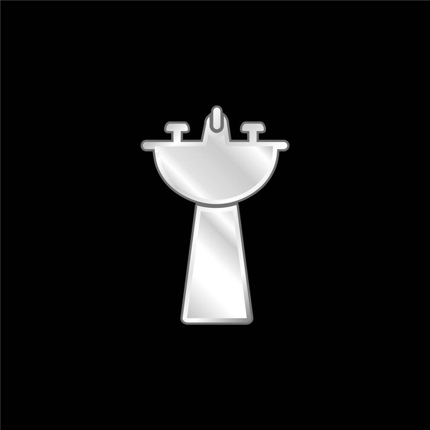 Bathroom Faucet silver plated metallic icon - Vector, Image