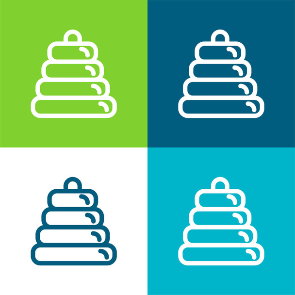 Baby Ring Tower Flat four color minimal icon set - Vector, Image