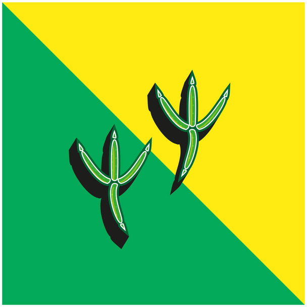 Bird Pawprints Logo icona vettoriale 3D moderna verde e gialla - Vettoriali, immagini
