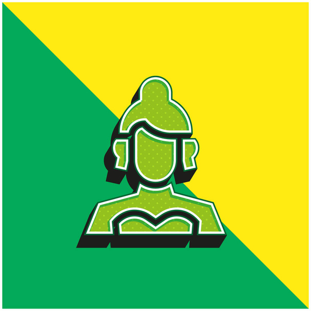 Schauspielerin Grünes und gelbes modernes 3D-Vektor-Symbol-Logo - Vektor, Bild