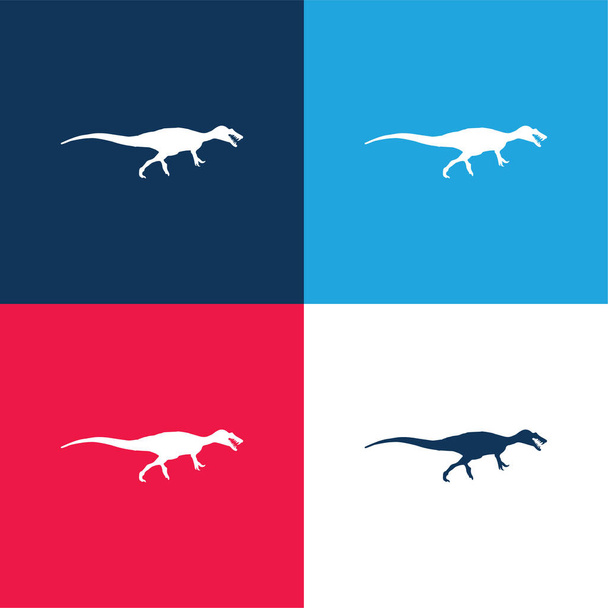 Baryonyx Dinozaur Kształt niebieski i czerwony zestaw czterech kolorów minimalny zestaw ikon - Wektor, obraz