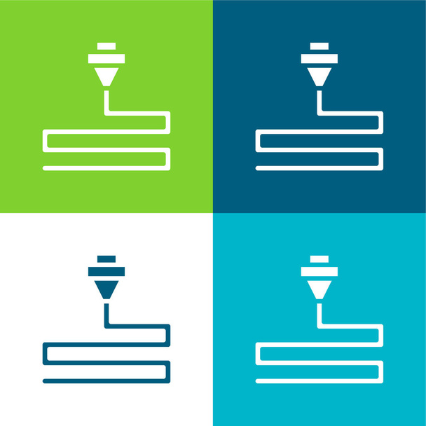 3d Stampa Set di icone minime a quattro colori piatti - Vettoriali, immagini