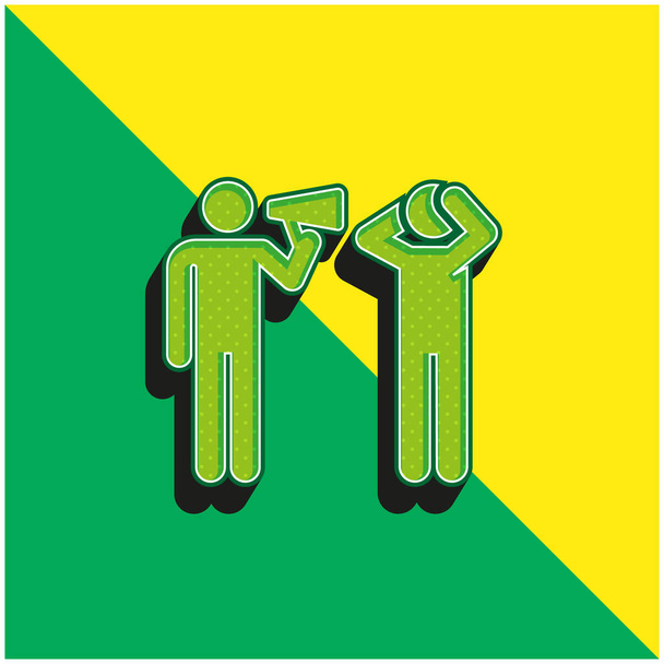 Ankündigung Grünes und gelbes modernes 3D-Vektorsymbol-Logo - Vektor, Bild