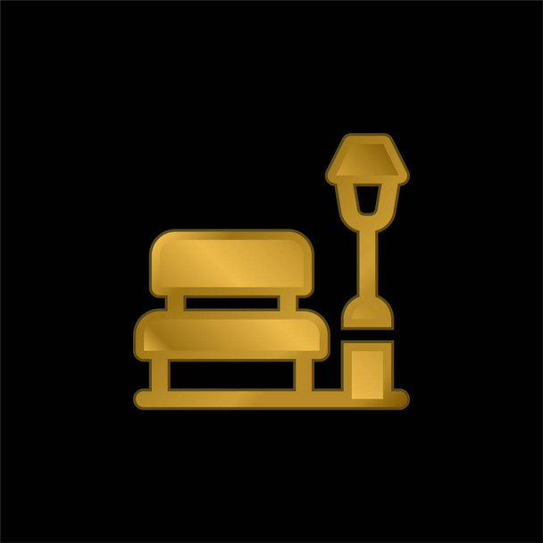 Лавка з золотим покриттям металева піктограма або вектор логотипу
 - Вектор, зображення