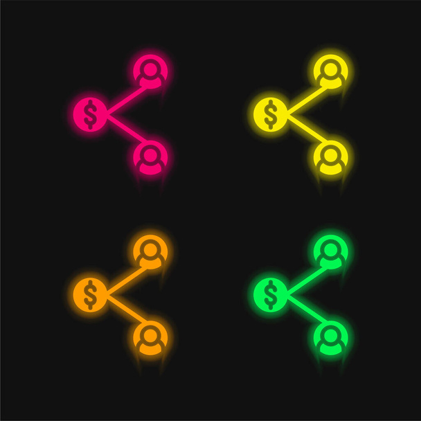 Affiliate Marketing four color glowing neon vector icon - Vector, Image