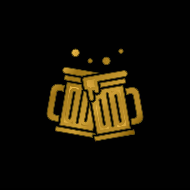 Piwa złocone metaliczna ikona lub wektor logo - Wektor, obraz