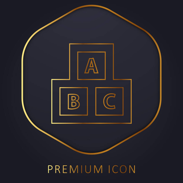 ABC κύβους για την εκπαίδευση χρυσό λογότυπο πριμοδότηση γραμμή ή εικονίδιο - Διάνυσμα, εικόνα