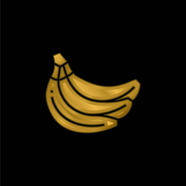 Icône métallique plaqué or bananes ou vecteur de logo - Vecteur, image