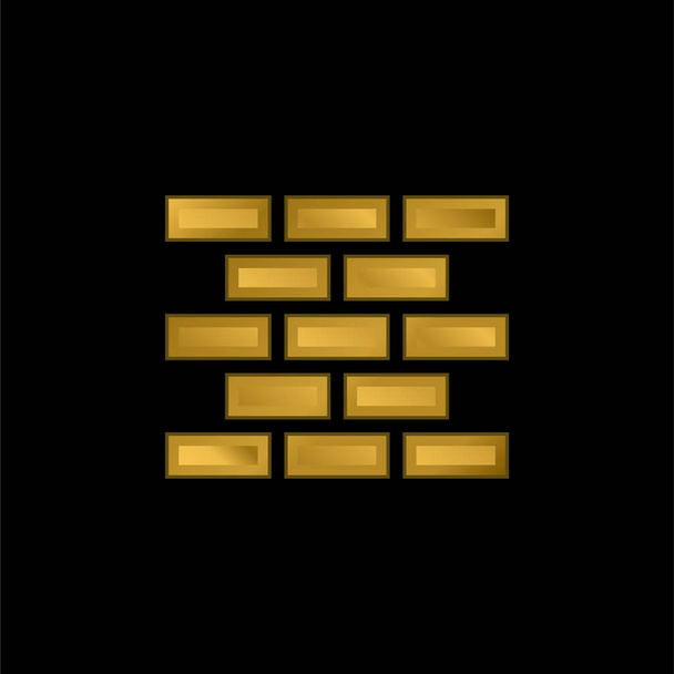 Brick Wall vergulde metalen icoon of logo vector - Vector, afbeelding