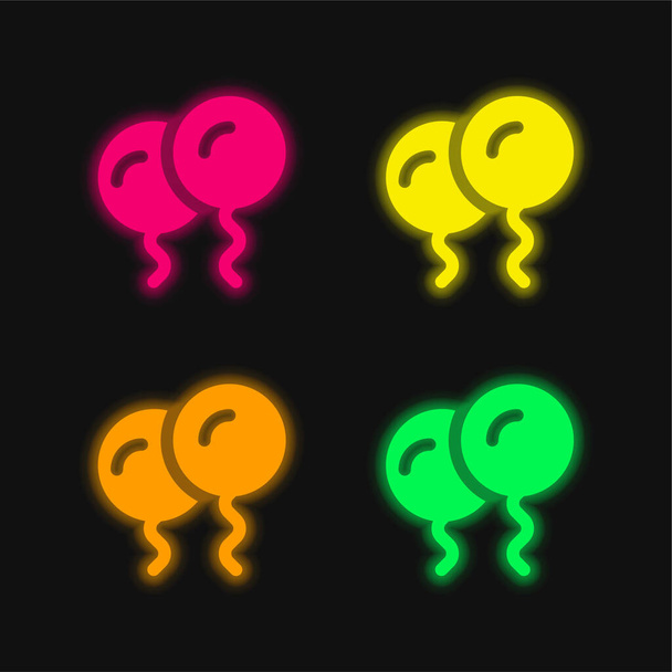 Μπαλόνι τέσσερις χρώμα λαμπερό νέον διάνυσμα εικονίδιο - Διάνυσμα, εικόνα