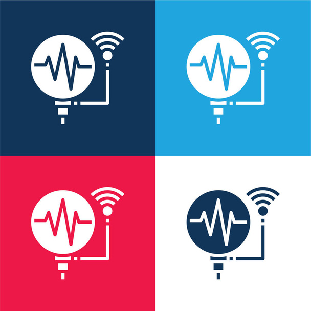 Assistant blue and red four color minimal icon set - Vector, Image