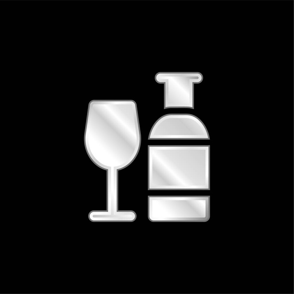 Alcohol plateado icono metálico - Vector, Imagen