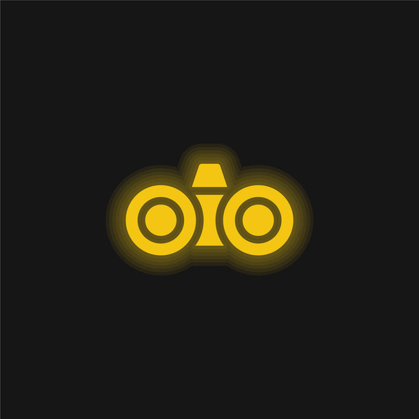 Binoculars yellow glowing neon icon - Vector, Image