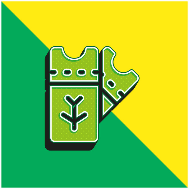 Carte d'embarquement Logo vectoriel 3D moderne vert et jaune - Vecteur, image