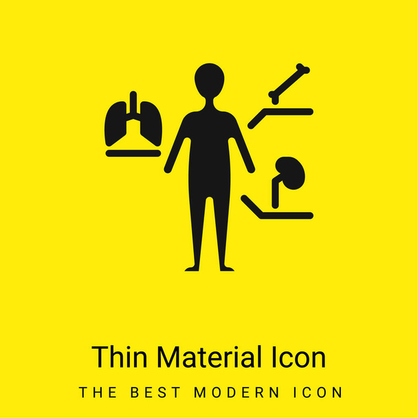 Anatomía mínima icono de material amarillo brillante - Vector, Imagen