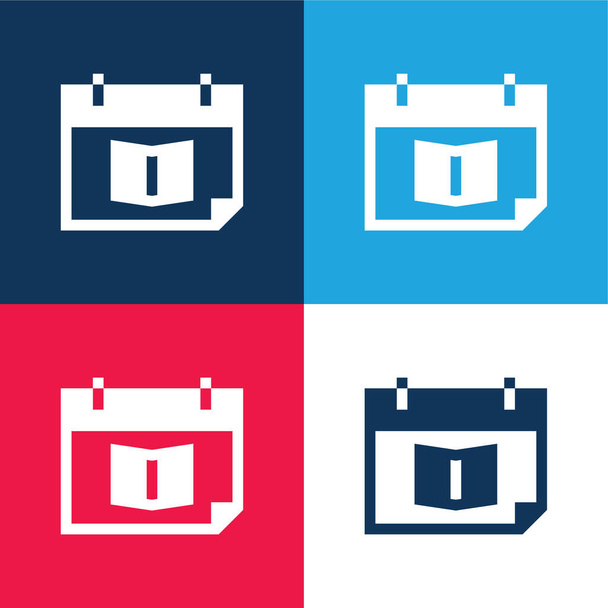 Appuntamento Libro blu e rosso set di icone minime a quattro colori - Vettoriali, immagini