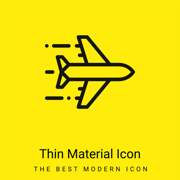 Avión mínimo icono de material amarillo brillante - Vector, imagen