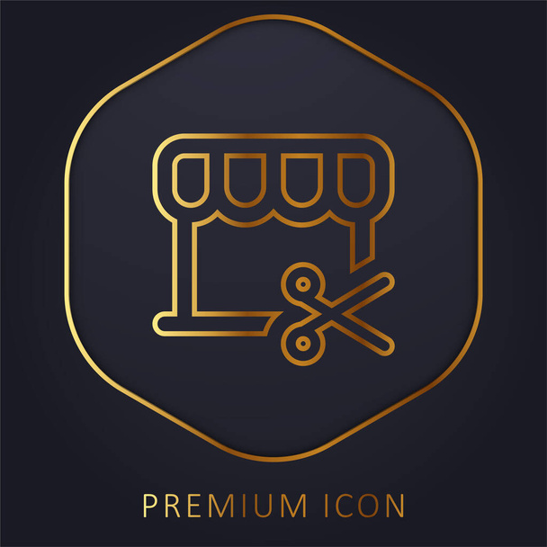 Barbershop golden line premium logo or icon - Vector, Image