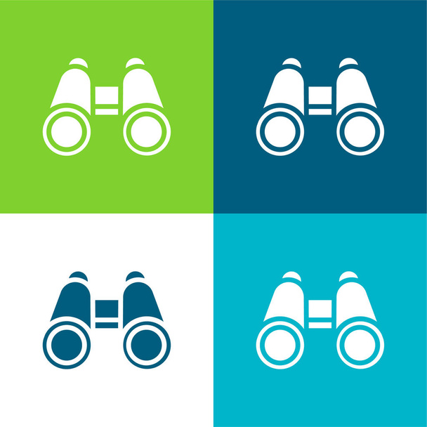Prismáticos Plano de cuatro colores mínimo icono conjunto - Vector, Imagen
