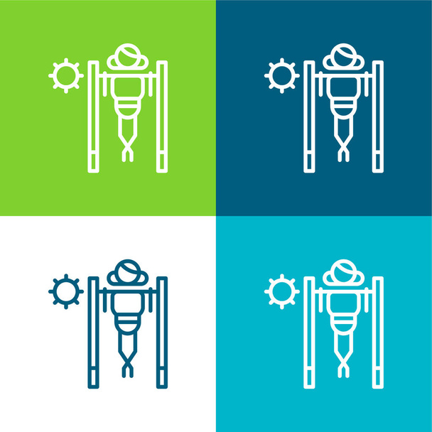 Bar Flat négy szín minimális ikon készlet - Vektor, kép