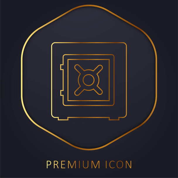 Coffre-fort bancaire ligne d'or logo premium ou icône - Vecteur, image