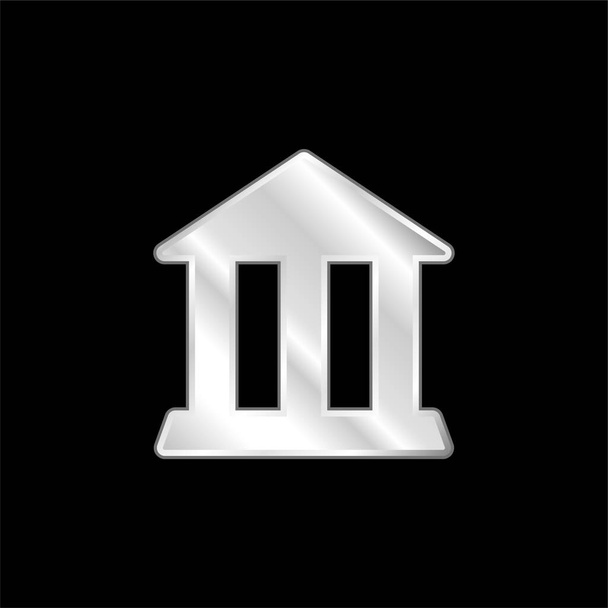 Bank Building postříbřená kovová ikona - Vektor, obrázek