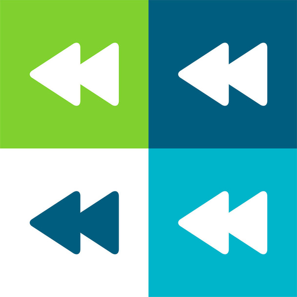 Flechas hacia atrás Pareja Plano de cuatro colores mínimo icono conjunto - Vector, imagen