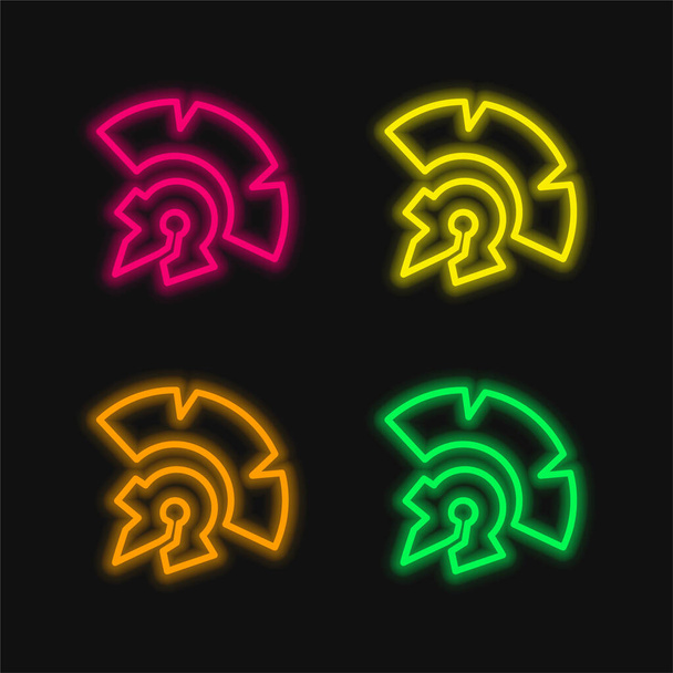 Antique Indian Piece Of A Museum four color glowing neon vector icon - Vector, Image