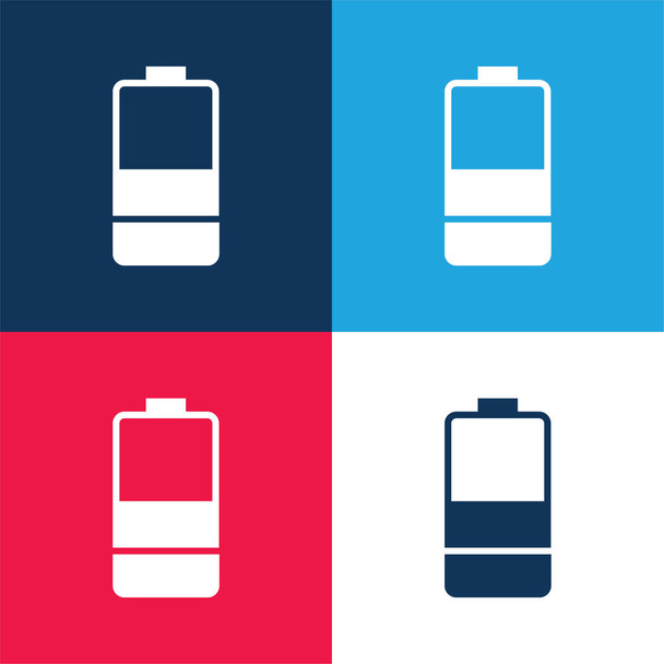 Baterie modrá a červená čtyři barvy minimální ikona nastavena - Vektor, obrázek