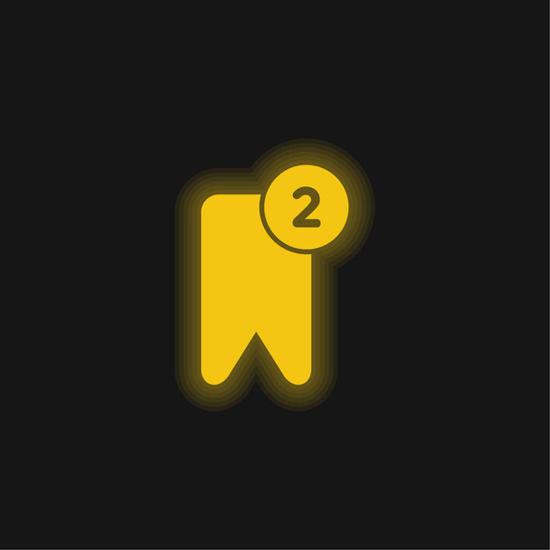 Bookmark yellow glowing neon icon - Vector, Image