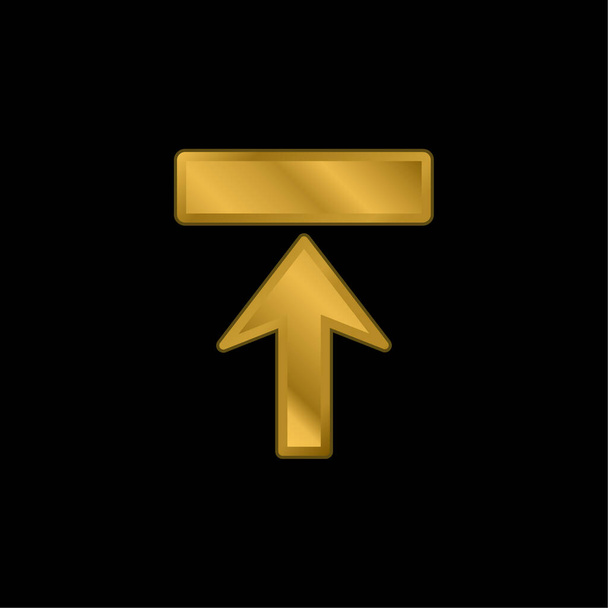 Arrow Upward To Rectangle Shape gold plated metalic icon or logo vector - Vector, Image