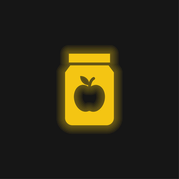 Mermelada de manzana amarillo brillante icono de neón - Vector, Imagen