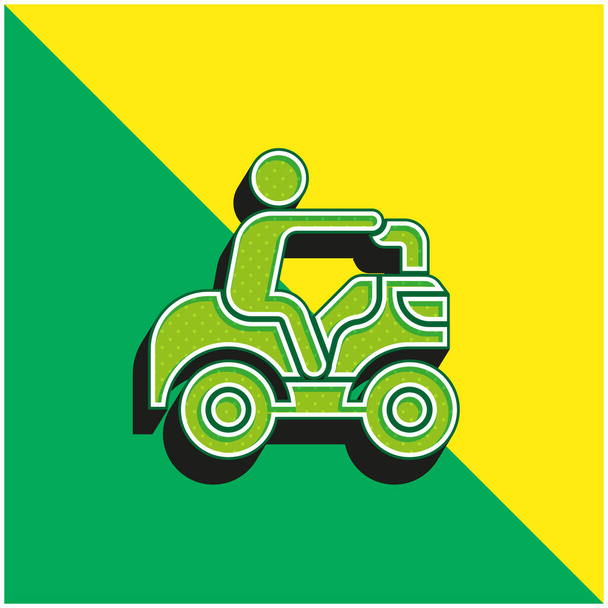 Atv verde y amarillo moderno vector 3d icono del logotipo - Vector, Imagen