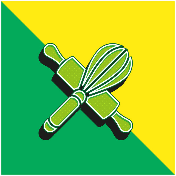 Backen Grünes und gelbes modernes 3D-Vektorsymbol-Logo - Vektor, Bild