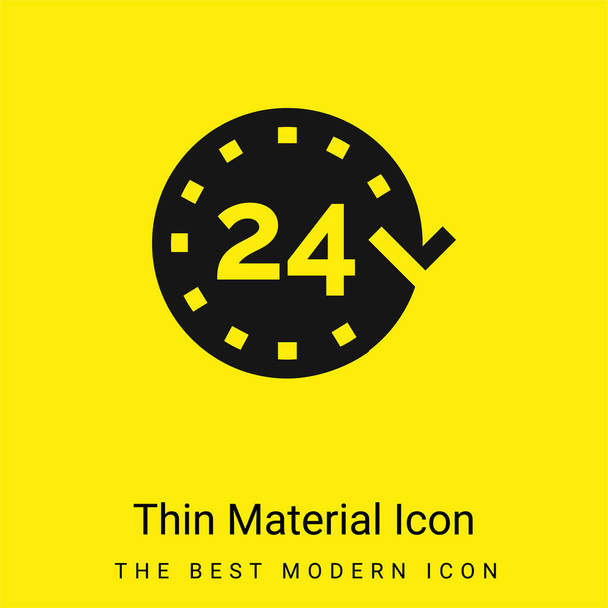 24 Horas mínimo icono de material amarillo brillante - Vector, imagen