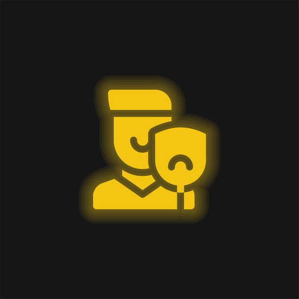 Aktywna żółta świecąca ikona neonu - Wektor, obraz
