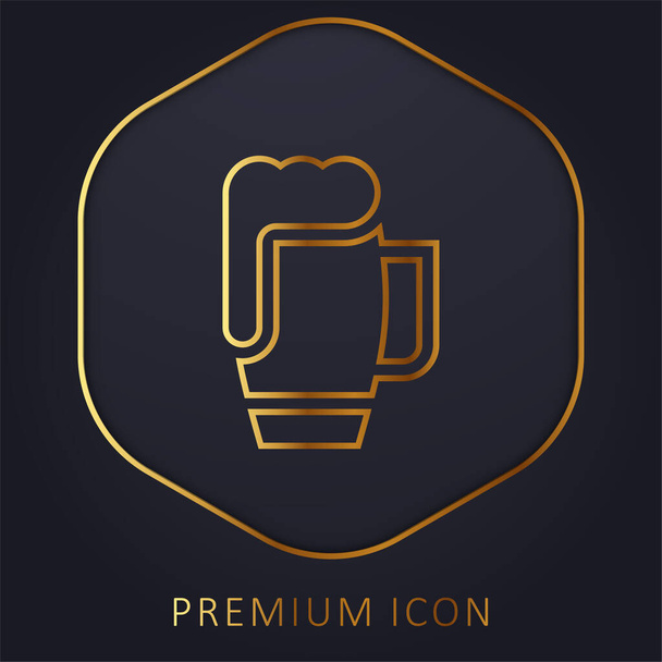 Beer Mug golden line premium logo or icon - Vector, Image