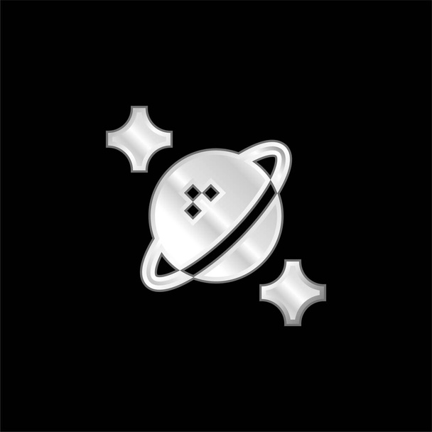 Astrofyzika postříbřená kovová ikona - Vektor, obrázek