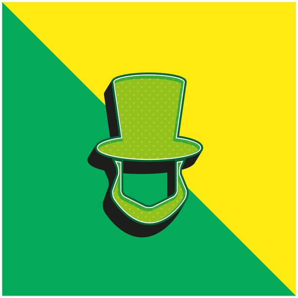 エイブラハム・リンカーン帽子とひげの形緑と黄色の現代的な3Dベクトルのアイコンのロゴ - ベクター画像