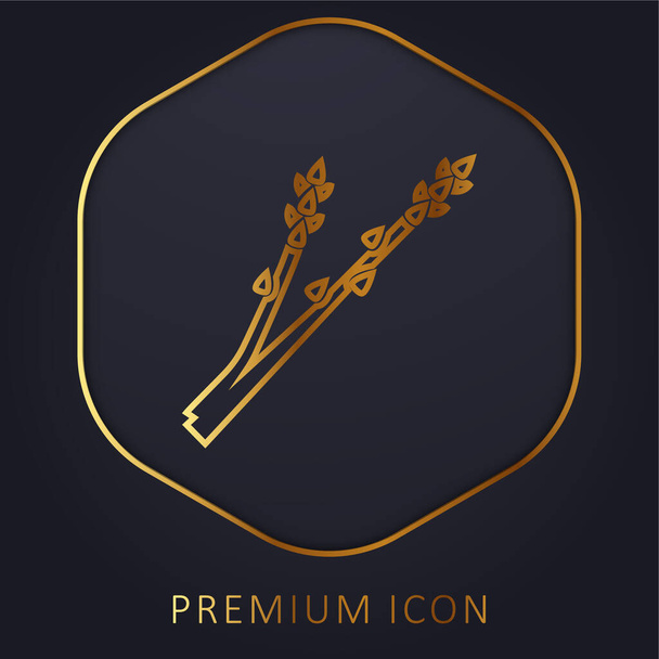 Logotipo o icono premium de línea dorada de espárragos - Vector, Imagen