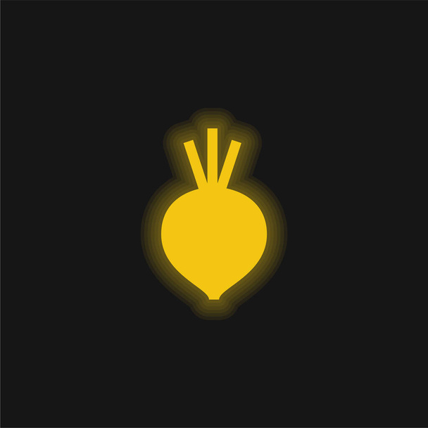 Ícone de néon brilhante amarelo beterraba - Vetor, Imagem
