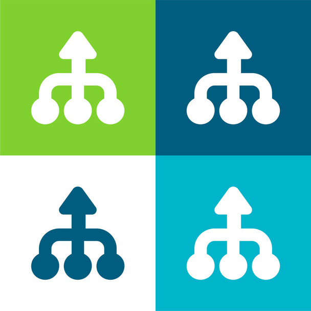 Flechas Plano de cuatro colores mínimo icono conjunto - Vector, Imagen
