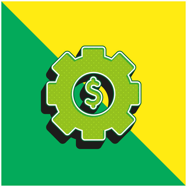 Eszközkezelés Zöld és sárga modern 3D vektor ikon logó - Vektor, kép
