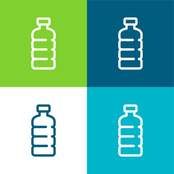 Flasche Wasser Flach vier Farben minimales Symbol-Set - Vektor, Bild