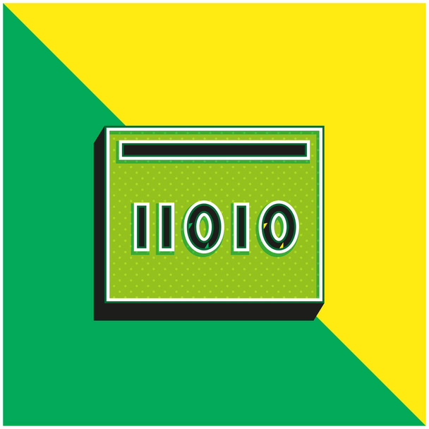 Δυαδικό κώδικα Πράσινο και κίτρινο σύγχρονο 3d διάνυσμα εικονίδιο λογότυπο - Διάνυσμα, εικόνα