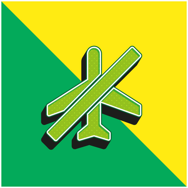 Modo avión verde y amarillo moderno vector 3d icono logotipo - Vector, Imagen